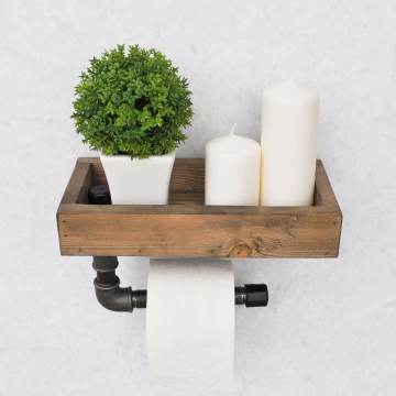 Suporte para papel higiénico com prateleira BORU 28x16 cm abeto