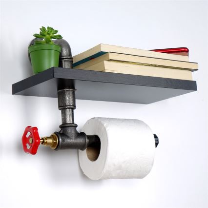 Suporte para papel higiénico com prateleira BORU preta