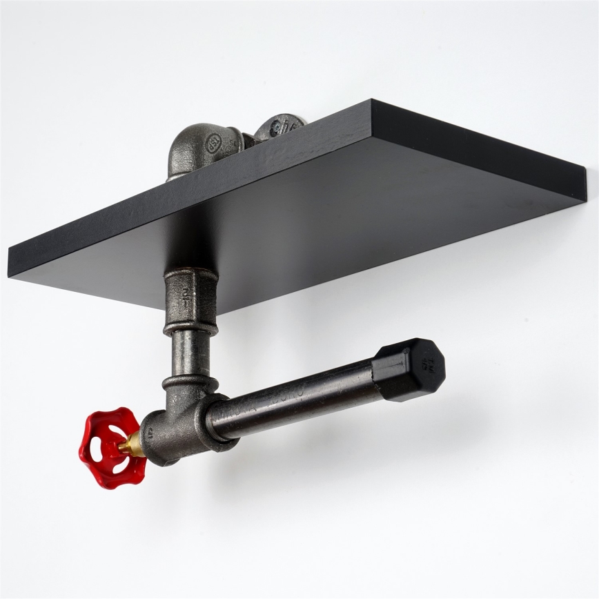 Suporte para papel higiénico com prateleira BORU preta
