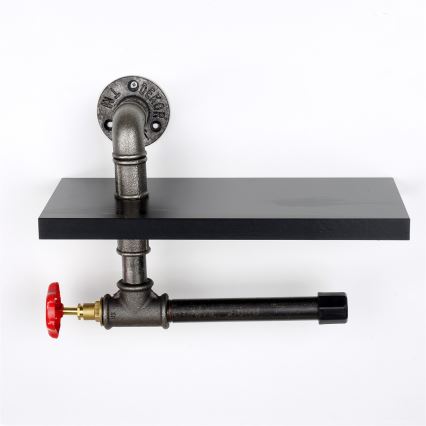 Suporte para papel higiénico com prateleira BORU preta