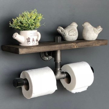 Suporte para papel higiénico com uma prateleira BORU 12x40 cm abeto