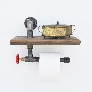 Suporte para papel higiénico com uma prateleira BORURAF 22x31 cm spruce