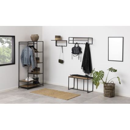 Suporte para roupa SARON carvalho/preto
