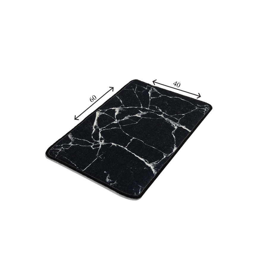 Tapete para casa de banho MARBLE 40x60 cm preto