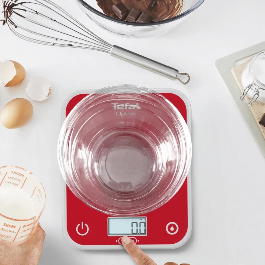 Tefal - Balança de cozinha OPTISS 2xAAA vermelho