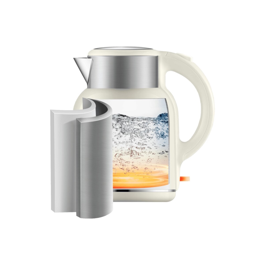 Tefal - Chaleira THERMO PROTECT XL 1,9l 1650W/230V aço inoxidável/branco
