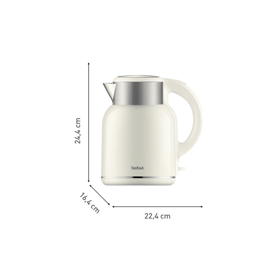 Tefal - Chaleira THERMO PROTECT XL 1,9l 1650W/230V aço inoxidável/branco