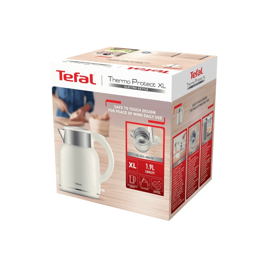 Tefal - Chaleira THERMO PROTECT XL 1,9l 1650W/230V aço inoxidável/branco