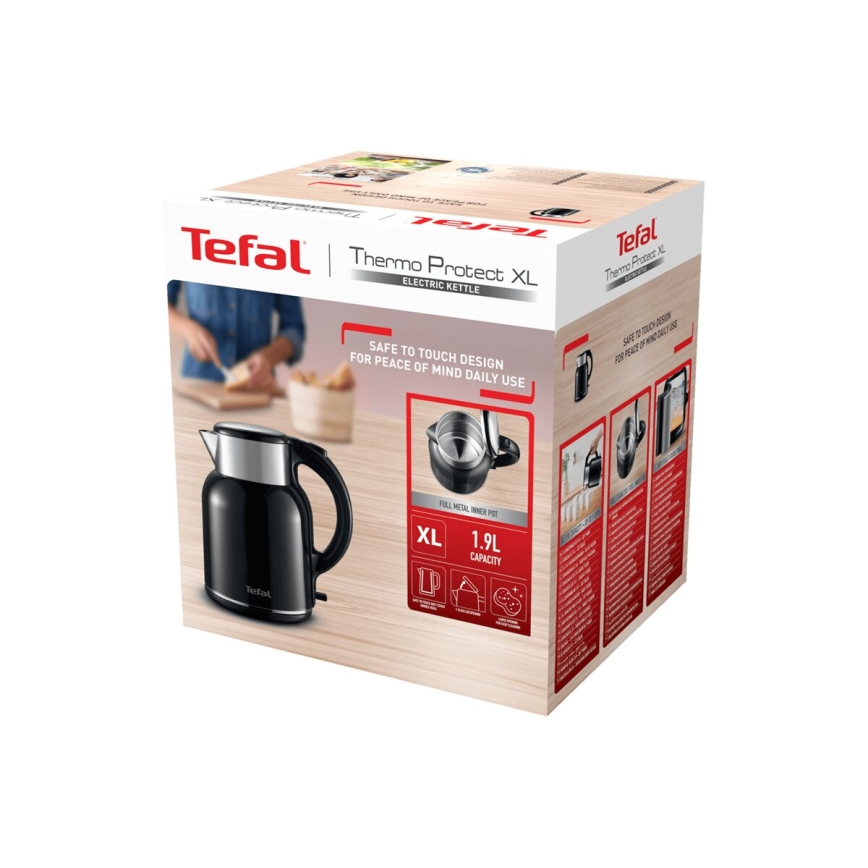 Tefal - Chaleira THERMO PROTECT XL 1,9l 1650W/230V aço inoxidável/preto