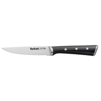 Tefal - CONJUNTO 4x Facas para bifes em aço inoxidável ICE FORCE 11 cm cromado brilhante/preto