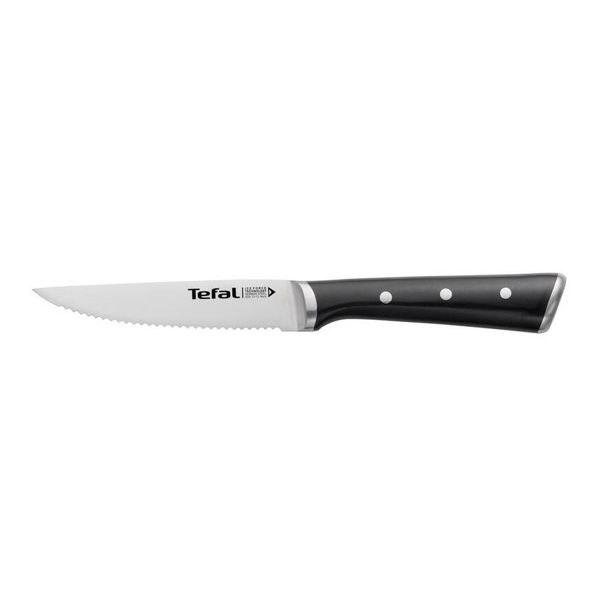 Tefal - CONJUNTO 4x Facas para bifes em aço inoxidável ICE FORCE 11 cm cromado brilhante/preto