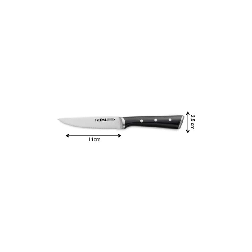 Tefal - CONJUNTO 4x Facas para bifes em aço inoxidável ICE FORCE 11 cm cromado brilhante/preto
