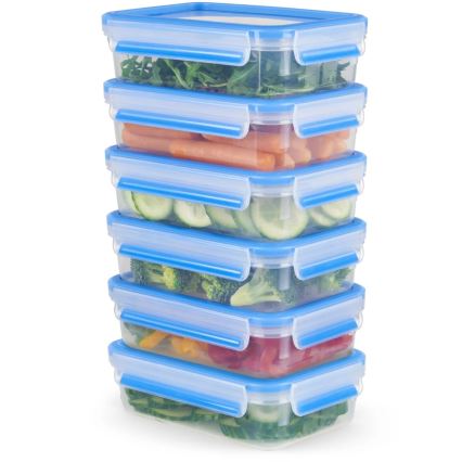 Tefal - CONJUNTO 6x Recipiente para alimentos 0,8 l MASTER SEAL FRESH azul