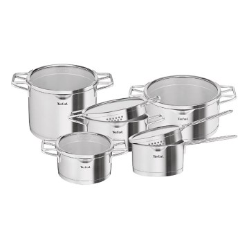 Tefal - Conjunto de 10 panelas NORDICA em aço inoxidável