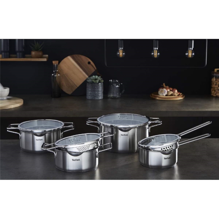 Tefal - Conjunto de 10 panelas NORDICA em aço inoxidável