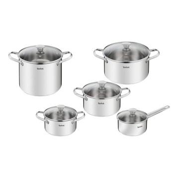 Tefal - Conjunto de panelas 10 pçs COOK EAT aço inoxidável
