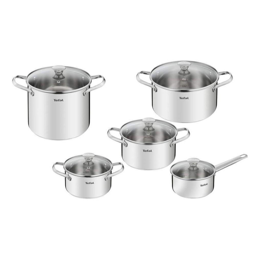 Tefal - Conjunto de panelas 10 pçs COOK EAT aço inoxidável