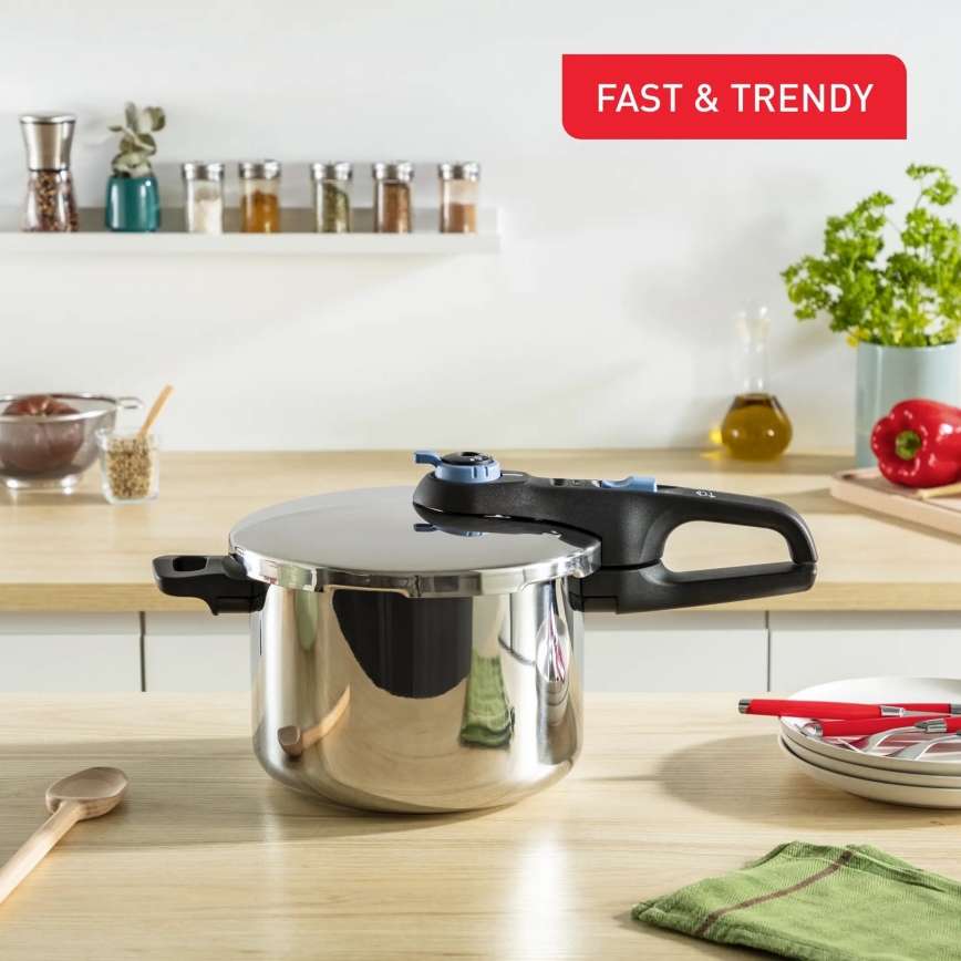 Tefal - Conjunto de panelas de pressão 4/6 l SECURE TRENDY aço inoxidável