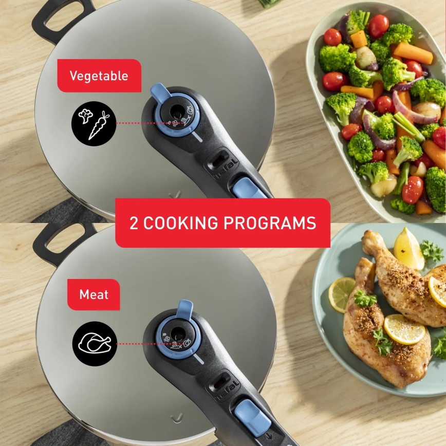 Tefal - Conjunto de panelas de pressão 4/6 l SECURE TRENDY aço inoxidável