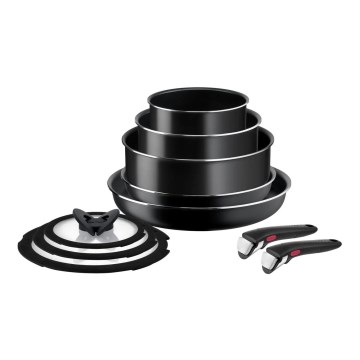 Tefal - Conjunto de utensílios de cozinha 10 unid. INGENIO EASY COOK & CLEAN BLACK