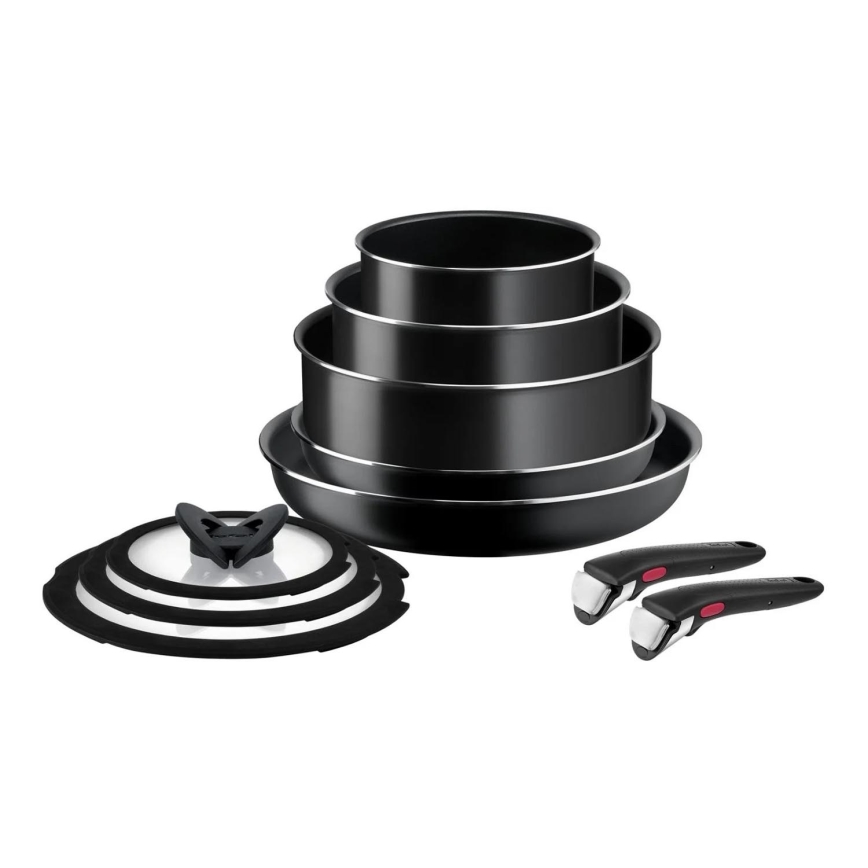 Tefal - Conjunto de utensílios de cozinha 10 unid. INGENIO EASY COOK & CLEAN BLACK