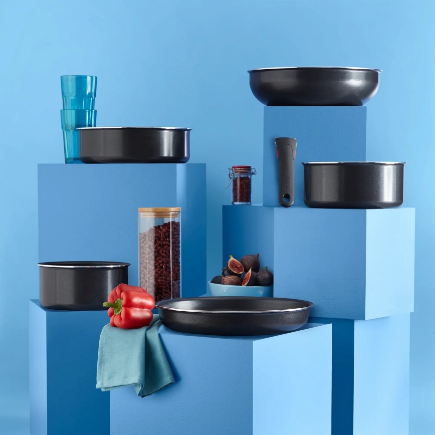 Tefal - Conjunto de utensílios de cozinha 10 unid. INGENIO EASY COOK & CLEAN BLACK