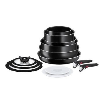 Tefal - Conjunto de utensílios para cozinha 13 unid. INGENIO EASY COOK & CLEAN BLACK