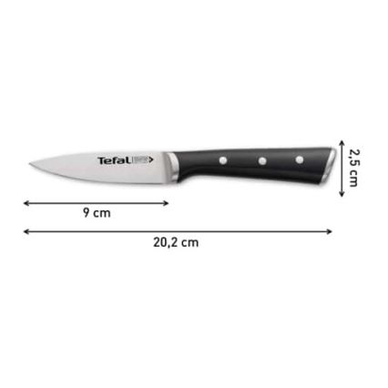Tefal - Faca de trinchar em aço inoxidável ICE FORCE 9 cm cromado brilhante/preto