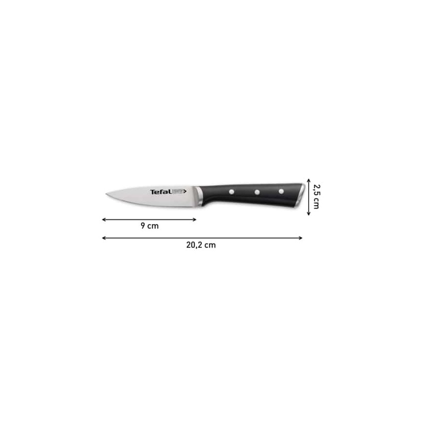 Tefal - Faca de trinchar em aço inoxidável ICE FORCE 9 cm cromado brilhante/preto