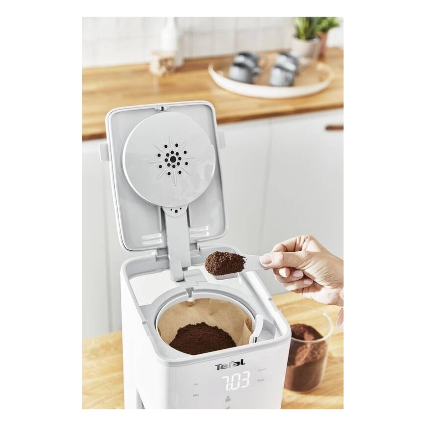 Tefal - Máquina de café com visor LCD SENSE 1000W/230V branco