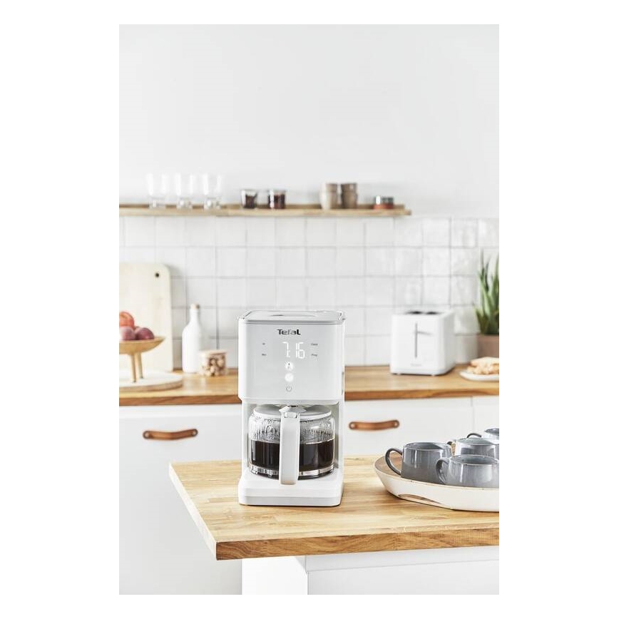 Tefal - Máquina de café com visor LCD SENSE 1000W/230V branco