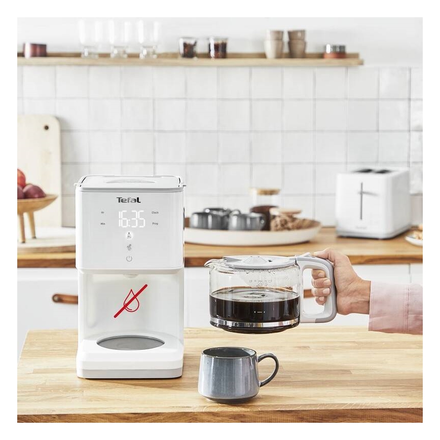 Tefal - Máquina de café com visor LCD SENSE 1000W/230V branco