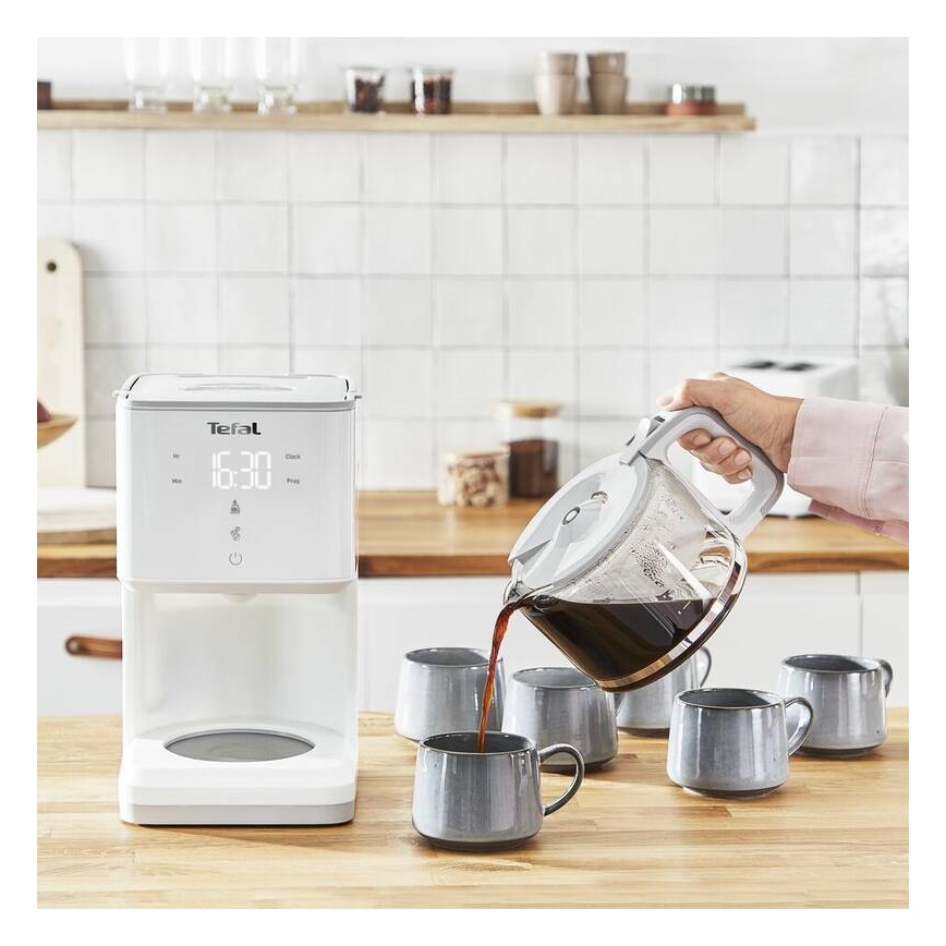Tefal - Máquina de café com visor LCD SENSE 1000W/230V branco