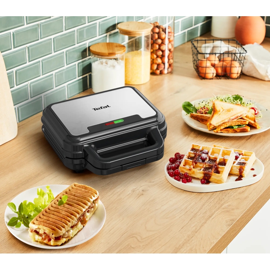 Tefal - Máquina de fazer sandes ULTRA COMPACT 3em1 700W/230V preto/cromado mate
