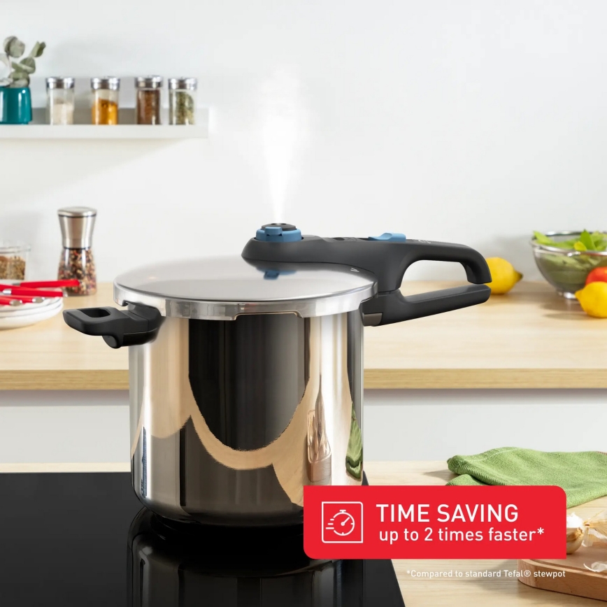 Tefal - Panela de pressão 8 l SECURE TRENDY aço inoxidável