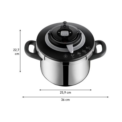 Tefal - Panela de pressão CLIPSO+ CHEF 6 L em aço inoxidável