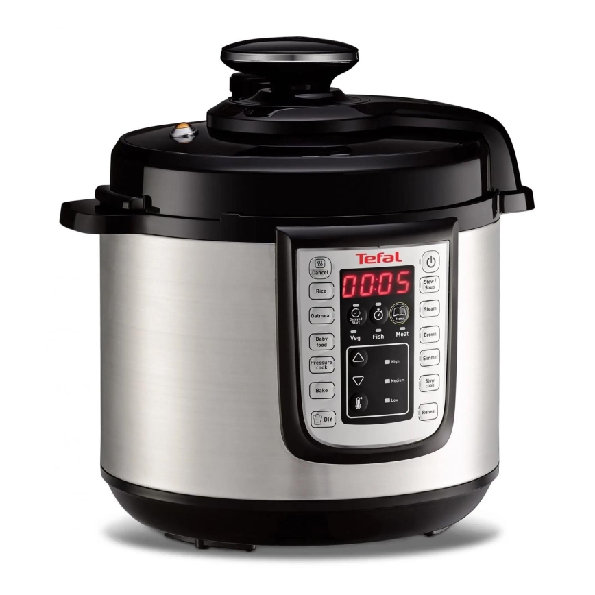 Tefal - Panela de pressão elétrica multifuncional ALL IN ONE POT 1100W/230V cromado mate/preto