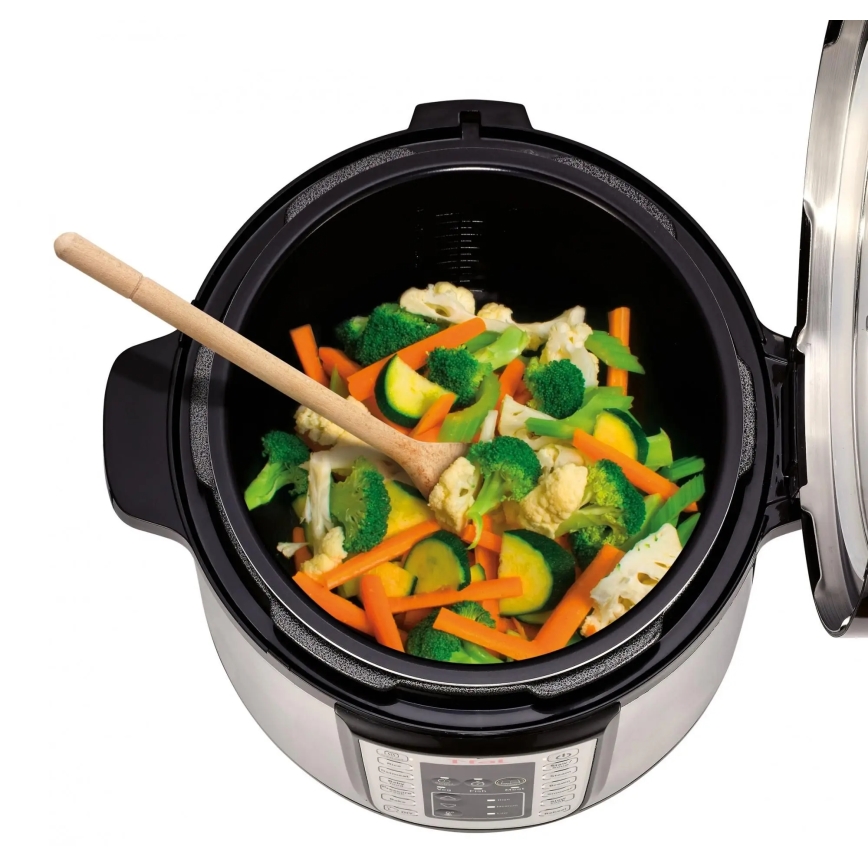 Tefal - Panela de pressão elétrica multifuncional ALL IN ONE POT 1100W/230V cromado mate/preto