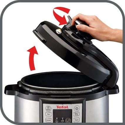Tefal - Panela de pressão elétrica multifuncional ALL IN ONE POT 1100W/230V cromado mate/preto