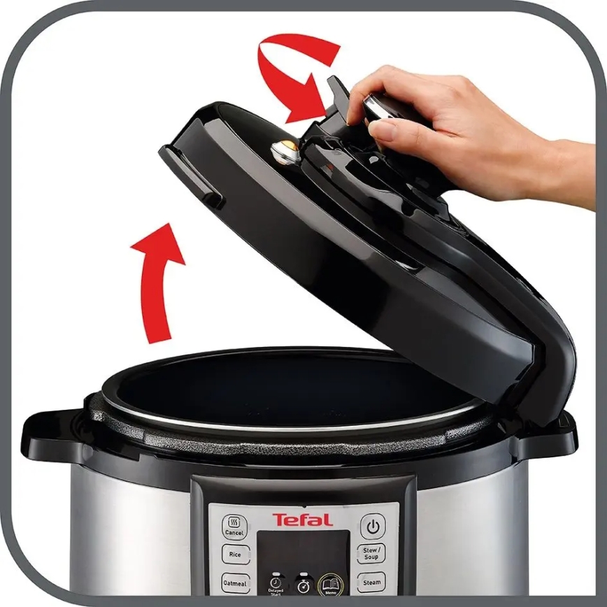 Tefal - Panela de pressão elétrica multifuncional ALL IN ONE POT 1100W/230V cromado mate/preto