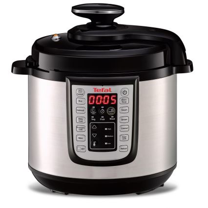 Tefal - Panela de pressão elétrica multifuncional ALL IN ONE POT 1100W/230V cromado mate/preto