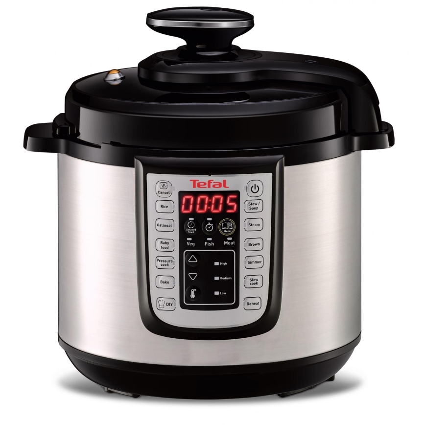 Tefal - Panela de pressão elétrica multifuncional ALL IN ONE POT 1100W/230V cromado mate/preto