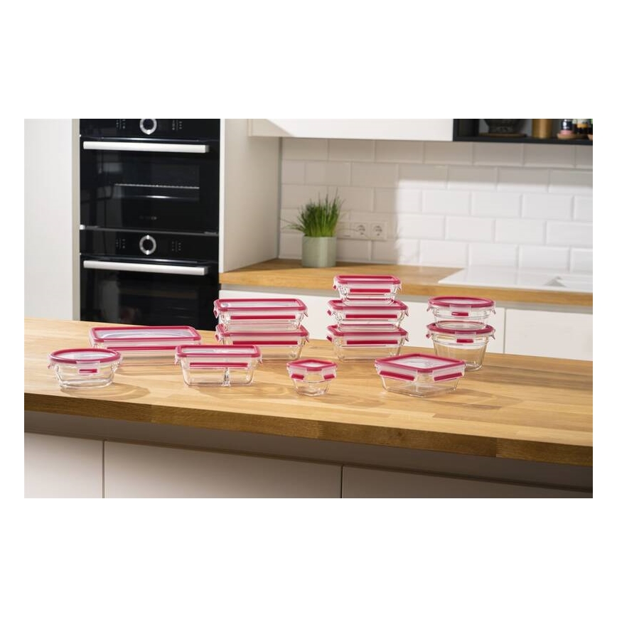 Tefal - Recipiente para alimentos 0,85 l MSEAL GLASS vermelho/copo