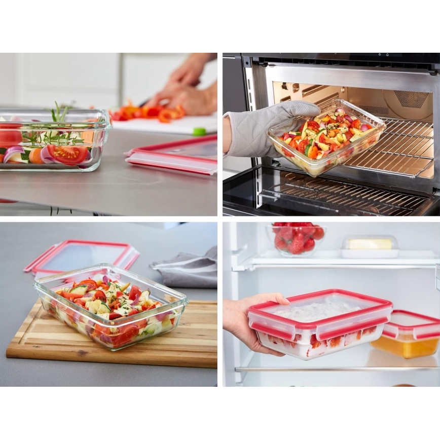 Tefal - Recipiente para alimentos 1,3 l MSEAL GLASS vermelho/copo
