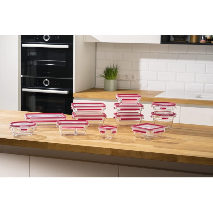 Tefal - Recipiente para alimentos 1,3 l MSEAL GLASS vermelho/copo