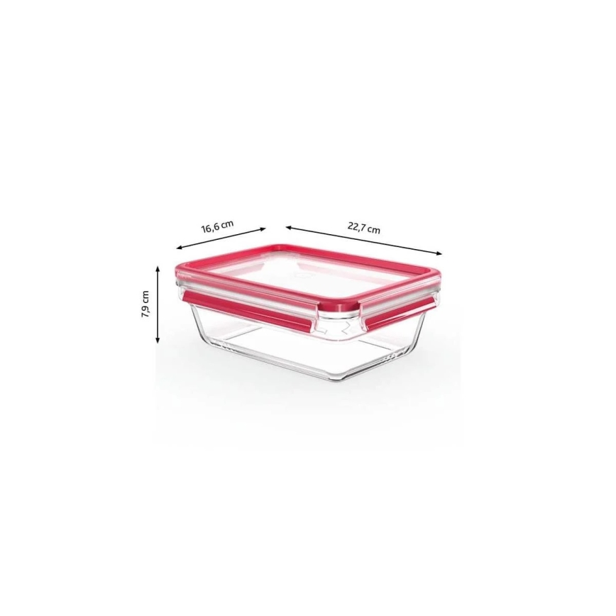 Tefal - Recipiente para alimentos 1,3 l MSEAL GLASS vermelho/copo