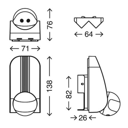 Telefunken 306504TF - Sensor de movimento exterior 180° IP44 prateado
