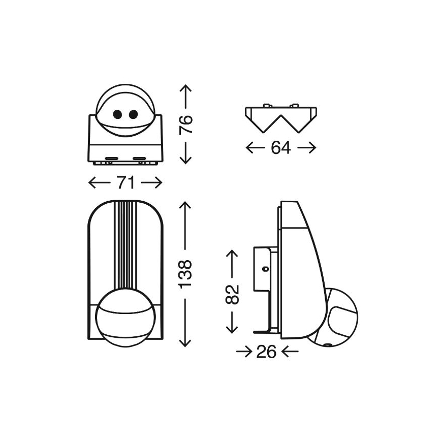 Telefunken 306504TF - Sensor de movimento exterior 180° IP44 prateado