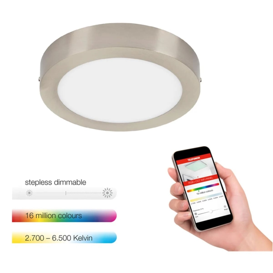Telefunken 309502TF - Iluminação de teto LED RGBW com regulação LED/18W/230V 2700-6500K Wi-Fi Tuya + comando