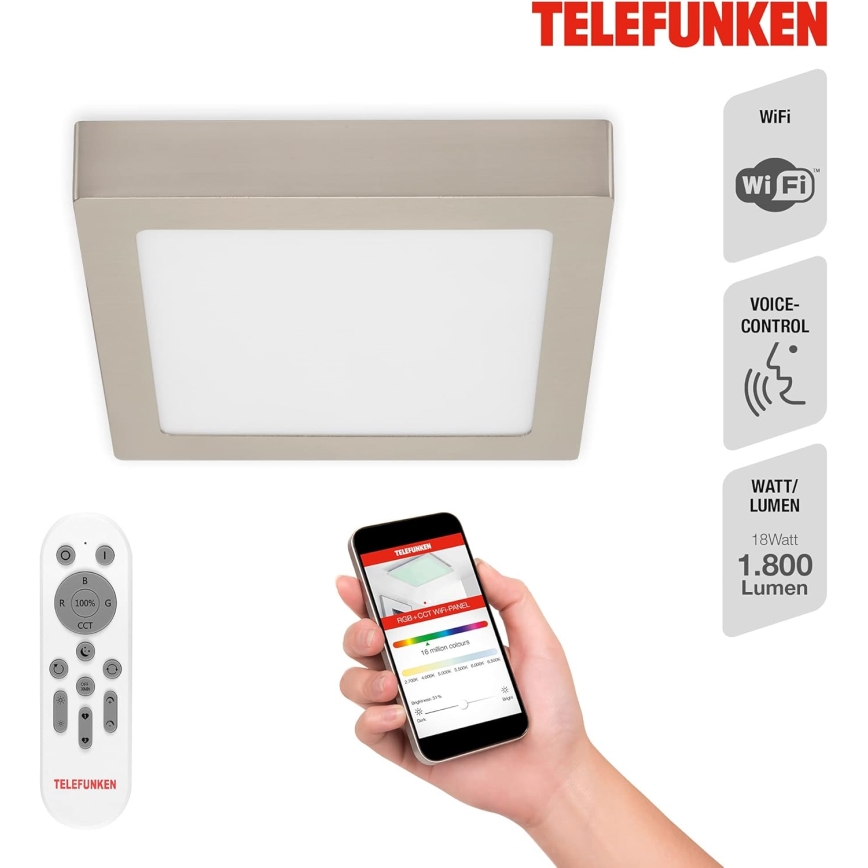 Telefunken 309602TF -Iluminação de teto  LED RGBW LED/18W/230V 2700-6500K WiFi